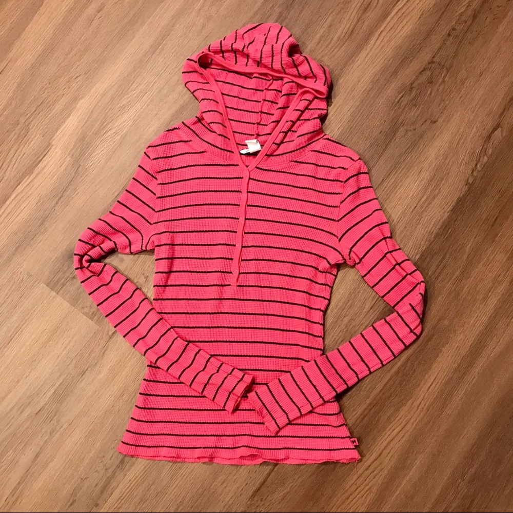 Aeropostale Blue and Pink Long Sleeve Hooded Top